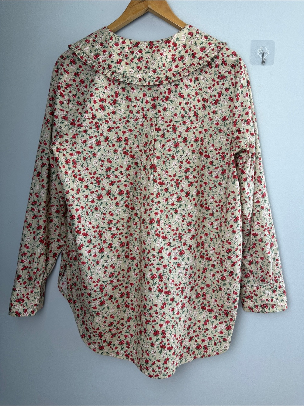 English Factory Peter Pan Ruffle Collar Blouse Medium Cotton Long Sleeve Floral - Picture 11 of 16